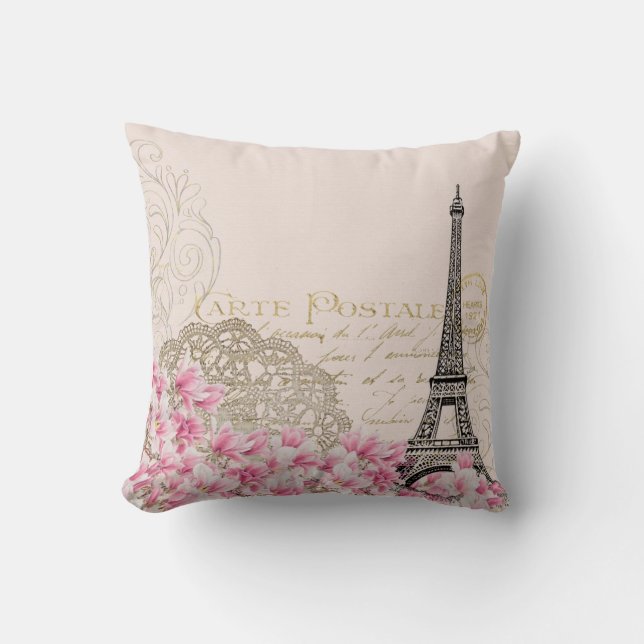 Coussin Paris Eiffelturm France, éphémère vintage français (Recto)