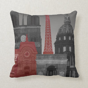Coussin Paris Elevages par nuit - Rouge