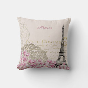 Coussin Paris en fleurs votre nom