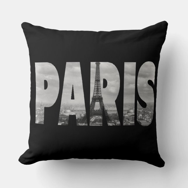 Coussin Paris en noir et blanc (Recto)