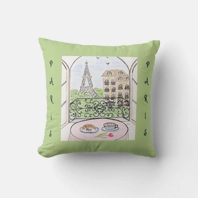 Coussin Paris et tour Eiffel fantaisistes  (Recto)
