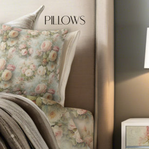 Coussin Paris Fleurs Roses rose Floral Vintage