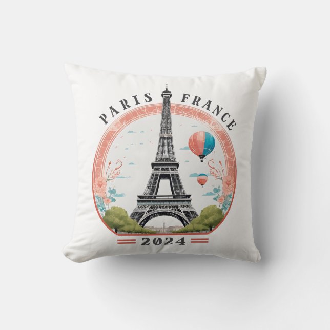 Coussin Paris France 2024 Jeu d'oreillers, Tour Eiffel (Recto)