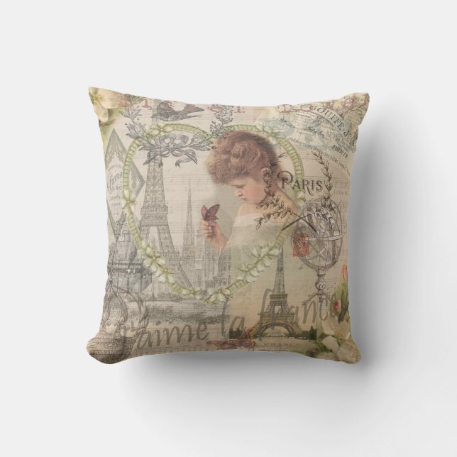 Coussin Paris France Jolie Fille Douce Tour Eiffel (Recto)