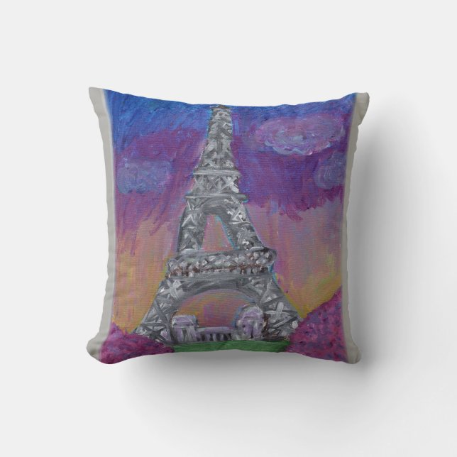 Coussin Paris France Tour Eiffel Art folklorique Design (Recto)