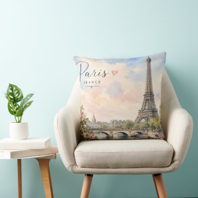 Coussin Paris France Tour Eiffel rivière seine  (Chaise)