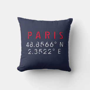 Coussin Paris Longitude Latitude Jeu d'oreiller marin