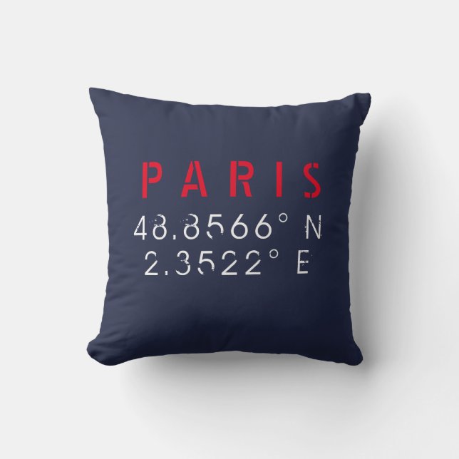 Coussin Paris Longitude Latitude Jeu d'oreiller marin (Recto)
