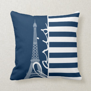 Coussin Paris ; nuits noires Bleues Horizontales