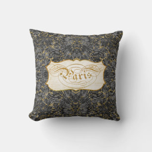 Coussin Paris Script Vintage Marbre noir n Parties scintil