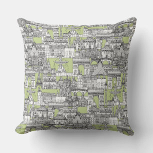 Coussin Paris toile eau de nil