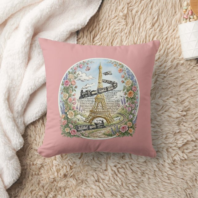 Coussin Paris, Tour Eiffel, Art Français Romantique (Couverture)