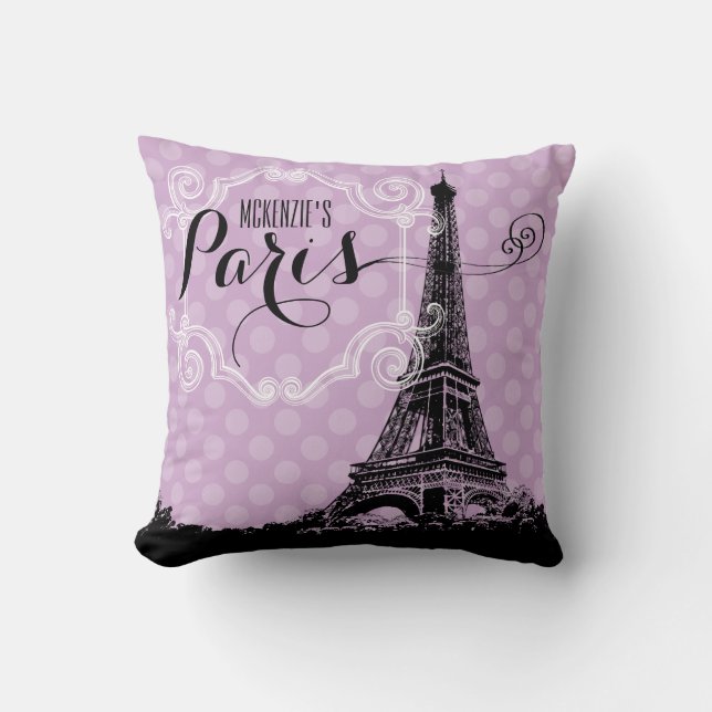 Coussin Paris Tour Eiffel Lavande violette Monogramme (Recto)