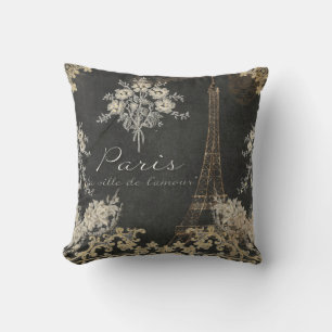 Coussin Paris Ville de l'Amour Tour Eiffel Chalboard Flora