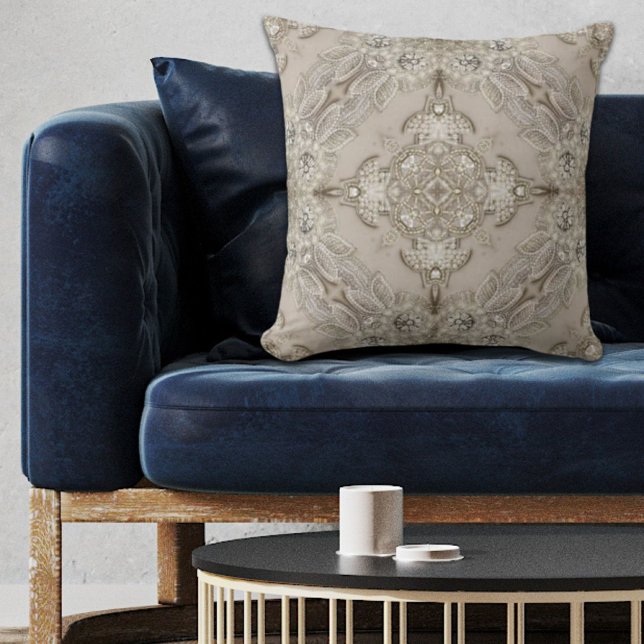 Coussin paris vintage moderne mode élégant gris beige (modern vintage paris fashion elegant grey beige throw pillow)