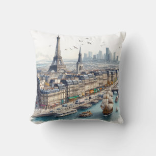 Coussin paris watercolor 