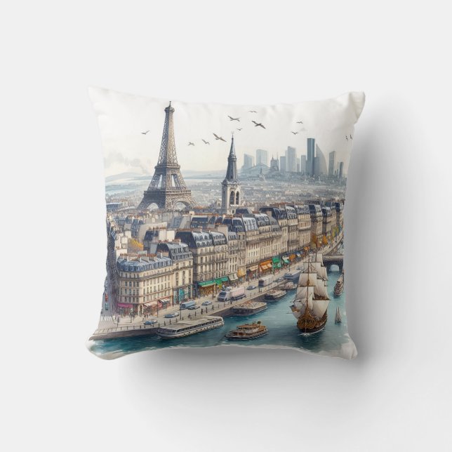 Coussin paris watercolor  (Recto)