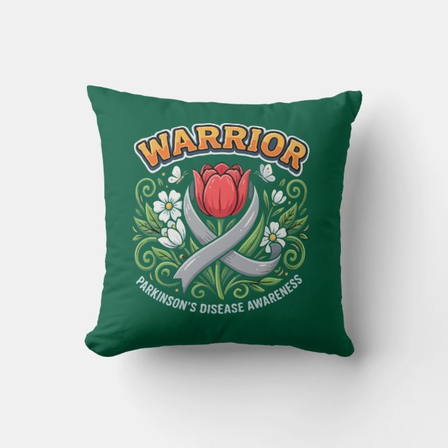 Coussin Parkinson's Disease Awareness Warrior Red Tulip  (Recto)