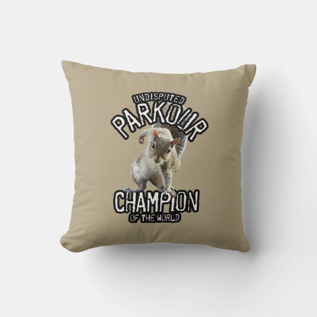 Coussin Parkour Squirrel - drôle freerunning (Recto)