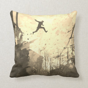 Coussin Parkour Urban Free Runling Freestyling Art Sepia