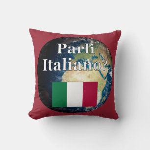 Coussin Parlez-vous italien ? en italien. Drapeau et Terre