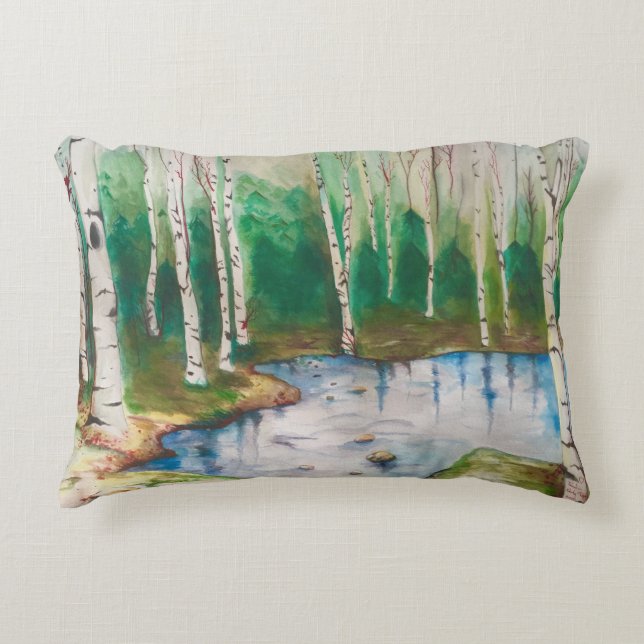 Coussin "parmi de bouleau arbres" (Devant)