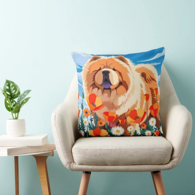 Coussin PARMI LES COQUELICOTS Chow (Créateur téléchargé)