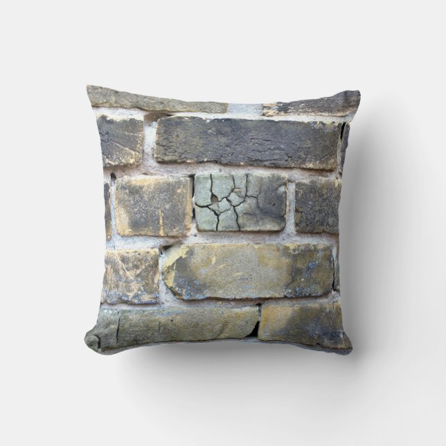 Coussin Paroi en brique de Grunge souple fissurée (Recto)