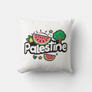 Coussin Parole palestinienne mignonne entourée de pastèque