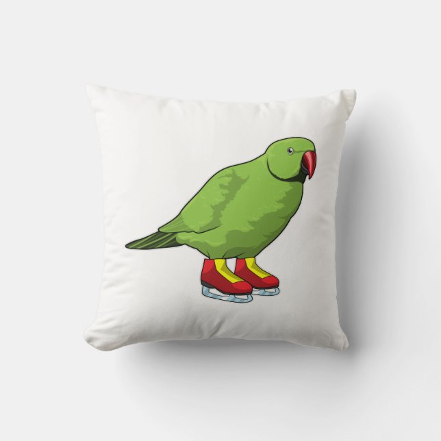 Coussin Parrot at Ice skating with Ice skates (Recto)