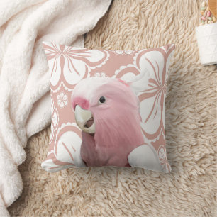Coussin Parrot rose pâle sur Abstrait rose pâle