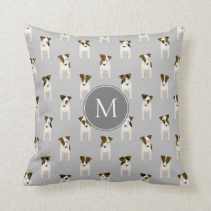 Coussin Parson Jack Russell Terriers motif gris