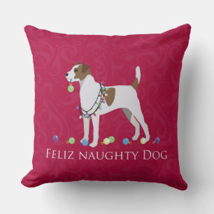 Coussin Parson Russell Terrier Feliz Naughty Chien Noël