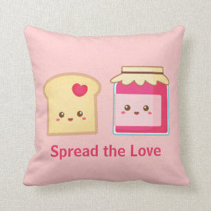 Coussin Partagez l'amour avec Cute Toast and Jam