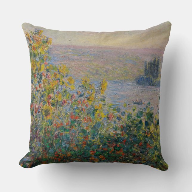 Coussin Parterres de fleurs à Vétheuil, paysage impression (Recto)