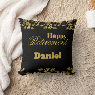 Coussin Parti de retraite moderne élégant Floral Or noir