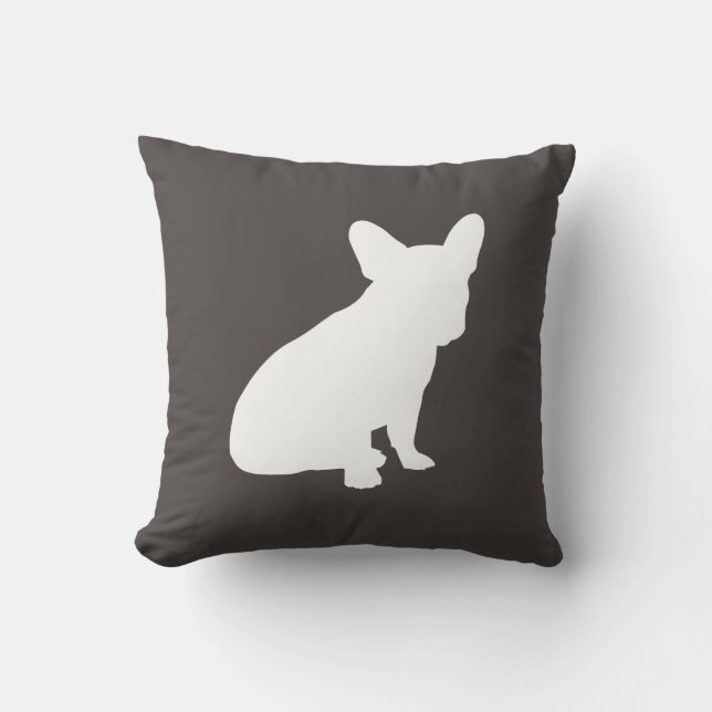 Coussin Parti Silhouette de Bulldog (Recto)