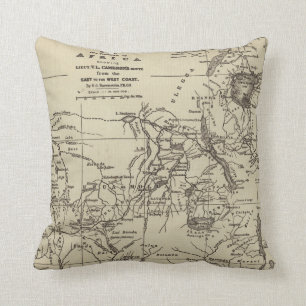 Coussin Partie de carte d'itinéraire de l'Afrique  