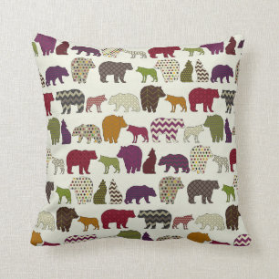 Coussin partie de geo de loup d'ours