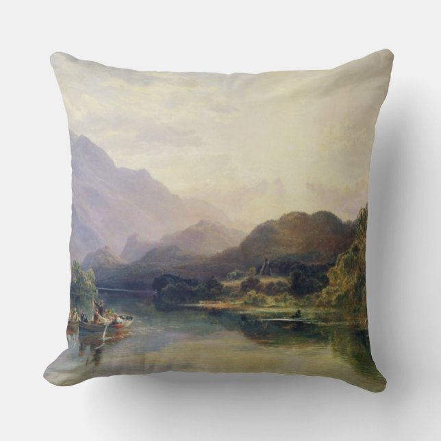 Coussin Partie de pêche au loch Achray, avec une vue de (Recto)