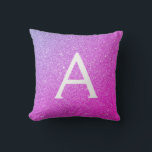 Coussin Parties scintillant à étincelle rose pourpre Nom d<br><div class="desc">Monogramme et Coussin initial de la Parties scintillant Ombre Bling Gold Sparkle violet et rose. La coussin est le cadeau idéal pour quelqu'un qui décorera sa chambre en violet et rose.</div>