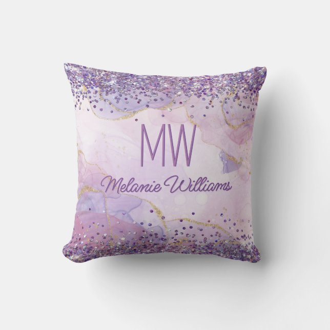 Coussin Parties scintillant Abstraite d'aquarelle d'encre  (Recto)