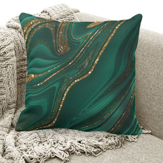 Coussin Parties scintillant Abstraite Strata Green ID903 (Créateur téléchargé)