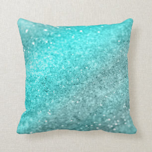 Coussin Parties scintillant Aqua Turquoise Océan #1