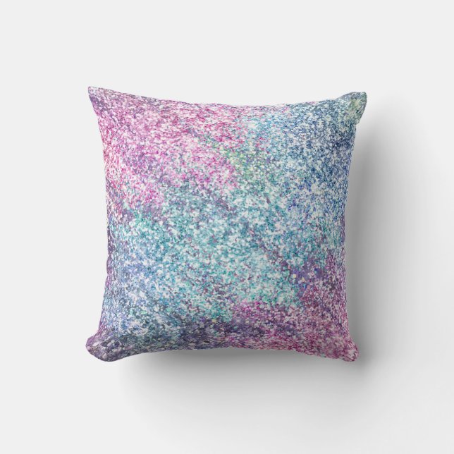 Coussin Parties scintillant Aqua Unicorn rose violet (Recto)