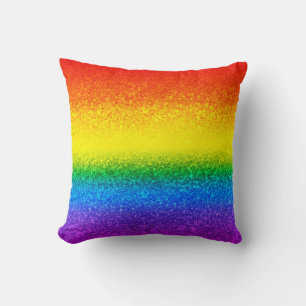 Coussin Parties scintillant arc-en-ciel chic rayures Nom d