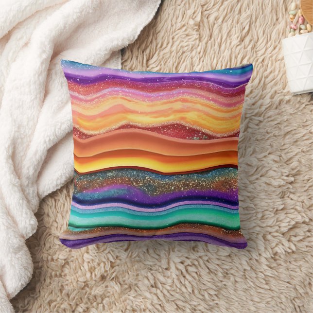 Coussin Parties scintillant arc-en-ciel moderne et tendanc (Couverture)