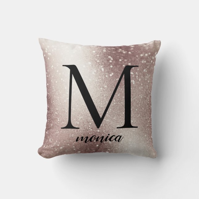 Coussin Parties scintillant argent Monogramme Nom personna (Recto)