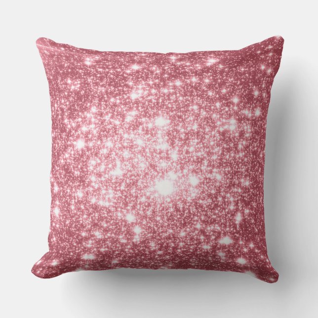 Coussin Parties scintillant Astral des étoiles roses (Recto)