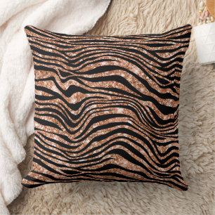 Coussin Parties scintillant Black Rose Gold Zebra